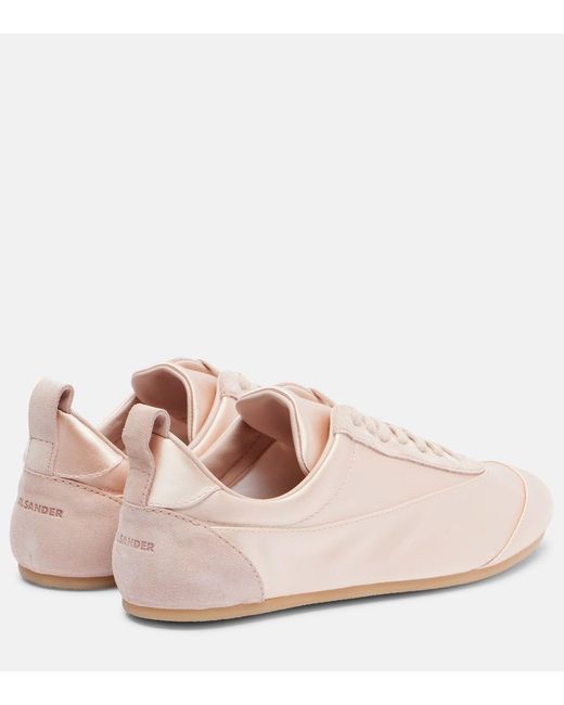 Jil Sander Pink Sneakers Floor Aus Satin Mit Veloursleder