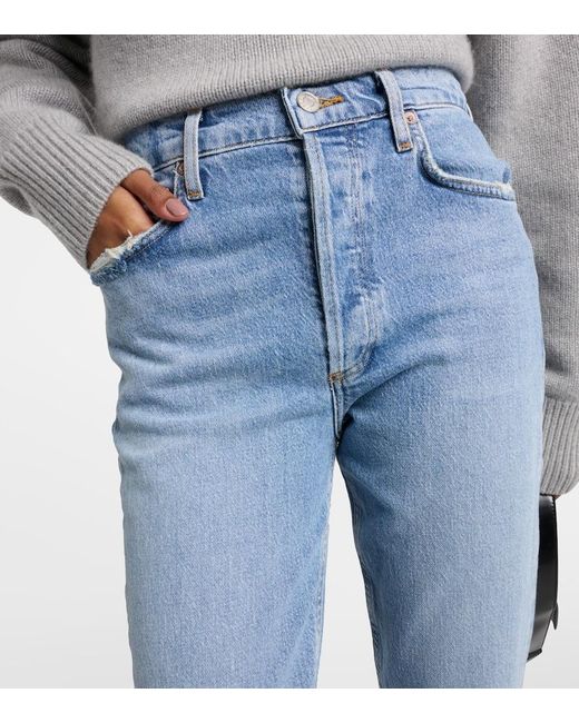 Agolde Blue Riley High-Rise Straight Jeans