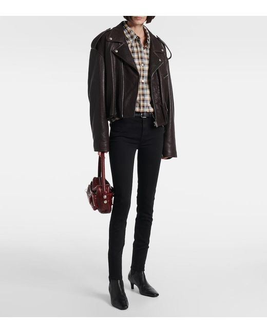 7 For All Mankind Blue Mid-Rise Skinny Jeans