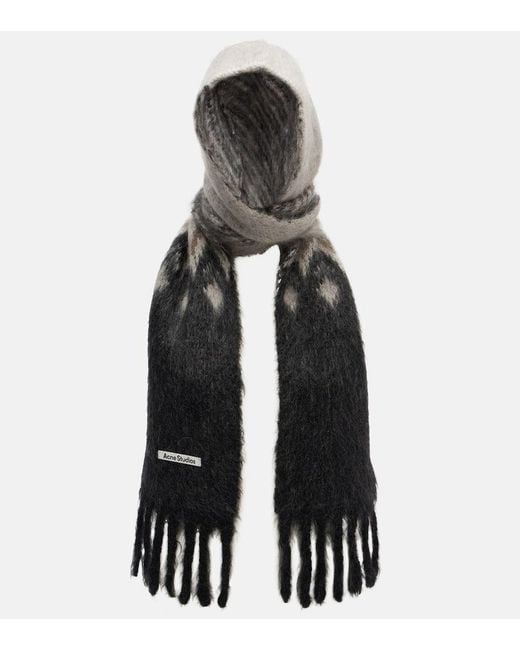 Acne Black Kooder Hooded Mohair And Wool-Blend Scarf