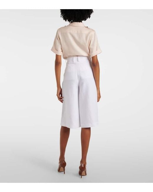 Loro Piana White High-Rise Culottes Drake Aus Leinen