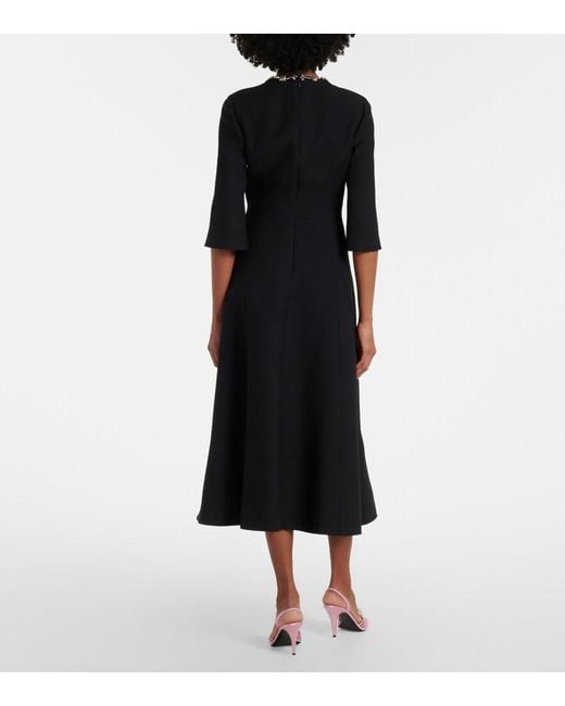 Valentino Black Crepe Couture Embellished Midi Dress