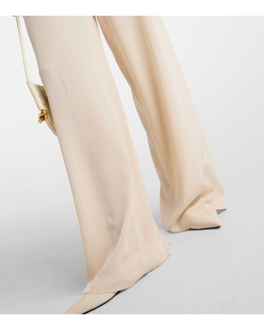 Joseph Natural High-Rise Silk Crepe Wide-Leg Pants
