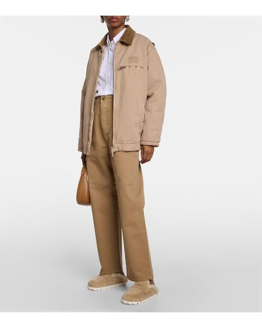 Miu Miu Natural Shearling-Lined Suede Slippers