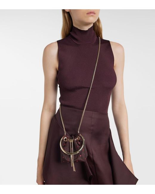 Jimmy Choo Red Bon Bon Micro Mesh Bucket Bag