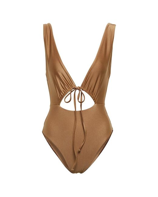 JADE Swim Brown Cava Cutout Swimsuit