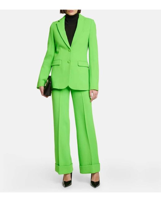 Christopher Kane Green Wool Wide-Leg Pants