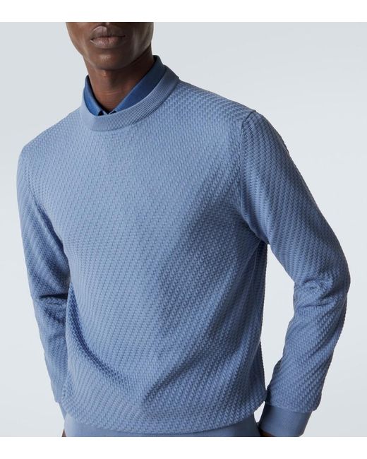 Canali Blue Cotton And Silk Sweater for men