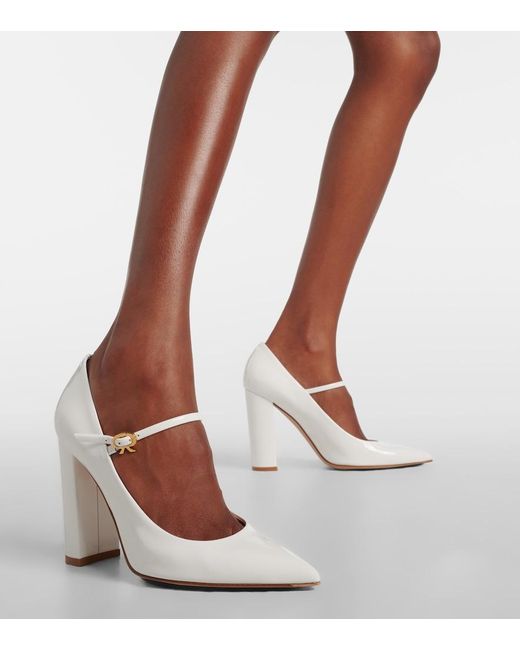 Gianvito Rossi 100 Patent Leather Mary Jane Pumps in White | Lyst