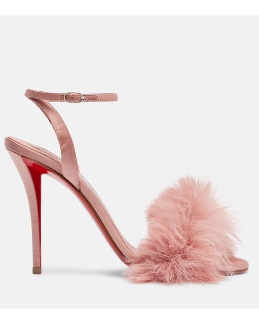 Christian Louboutin Pink Patchoulina 100 Crepe Satin Sandals