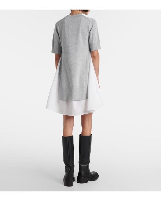Sacai White Layered Cotton Minidress