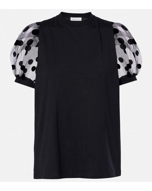 Nina Ricci Black Polka Dot Tulle And Jersey T-Shirt
