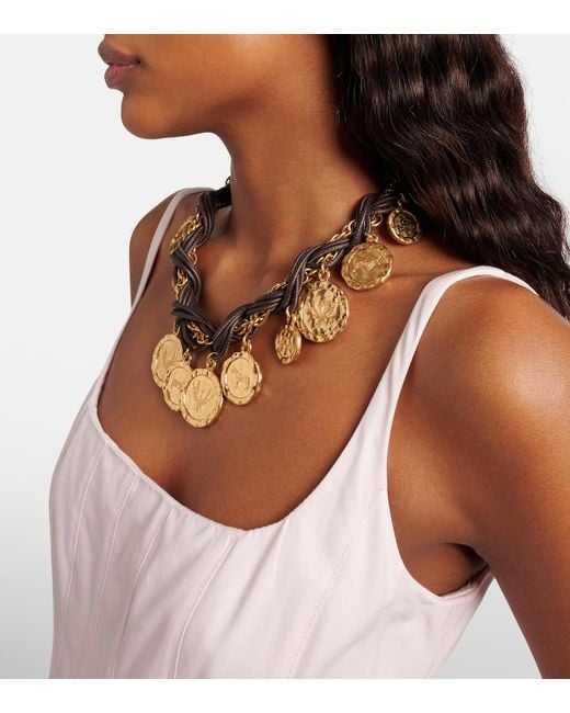 Jacquemus Metallic Pieces Leather Charm Necklace