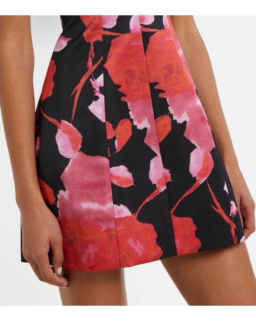 Blumarine Red Printed Satin Minidress