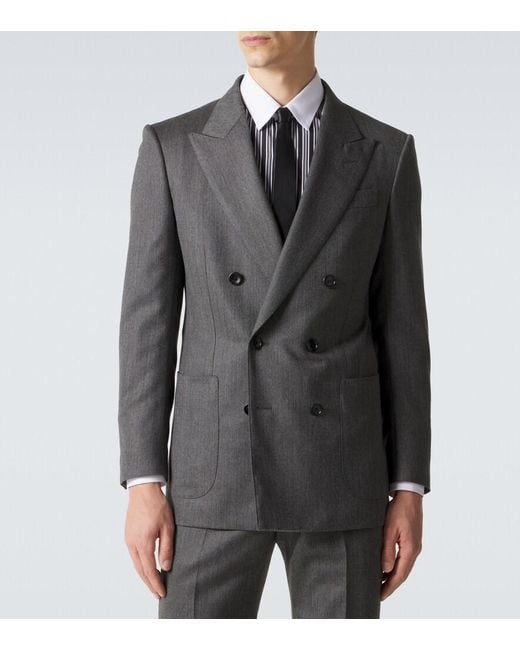 Tom Ford Gray Mouline Wool Twill Blazer for men