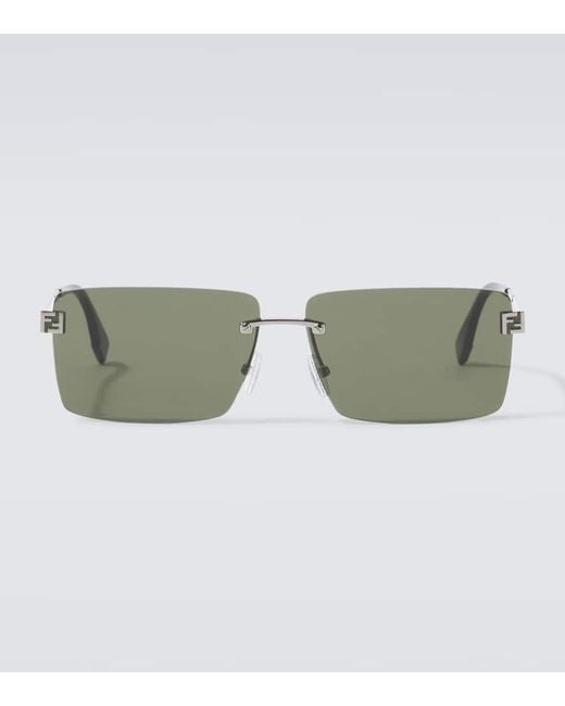 Occhiali Da Sole Rettangolari Di Sky di Fendi in Green da Uomo