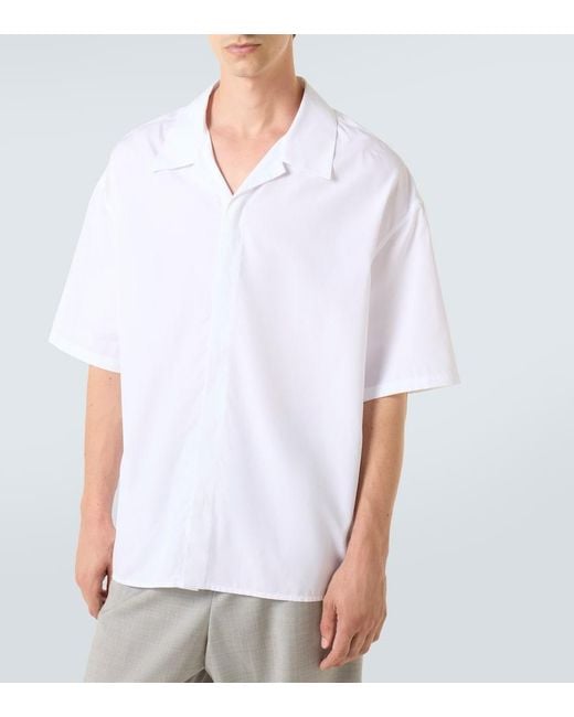 Loewe White Cotton Poplin Bowling Shirt for men