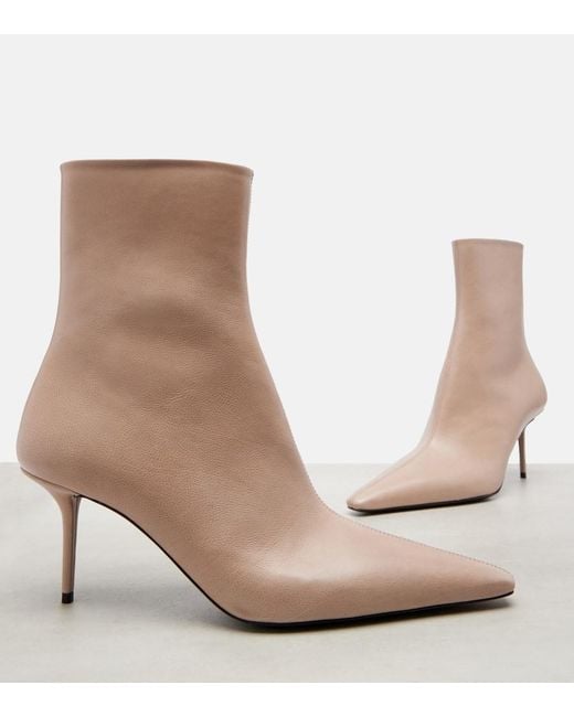 Saint Laurent Natural Ashley 75 Leather Ankle Boots