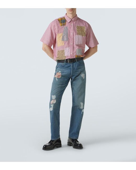 Camisa Bowling Algodon Y Lino Patchwork Junya Watanabe de hombre de color Pink