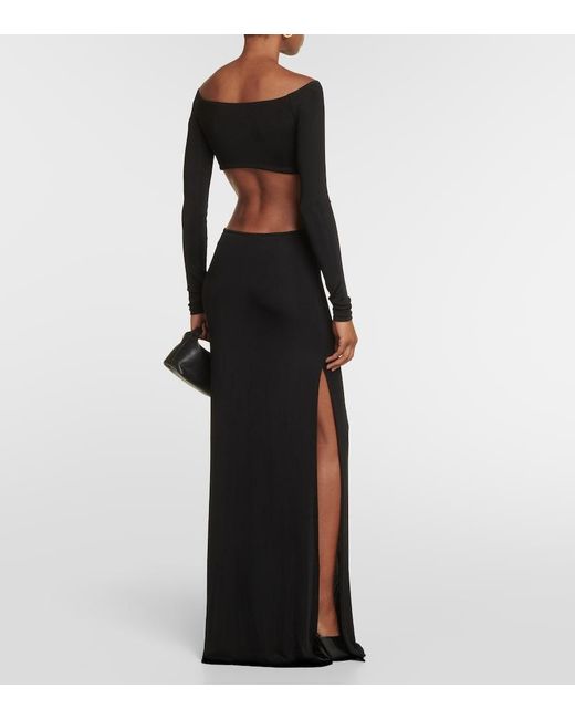 Louisa Ballou Black Cutout Jersey Maxi Dress