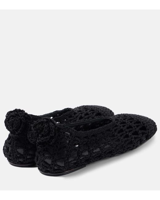 Magda Butrym Black Crochet Ballet Flats