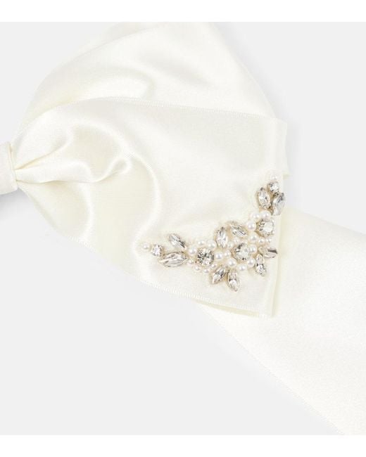Fermacapelli in raso con cristalli di Simone Rocha in White