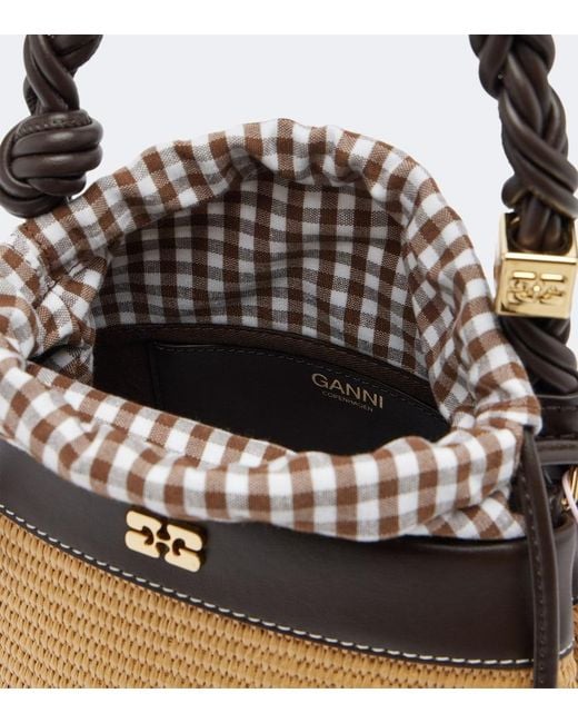 Ganni Natural Bou Small Raffia-Effect Bucket Bag