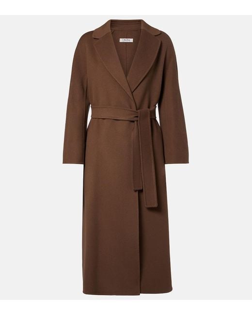 Max Mara Brown Wool Wrap Coat