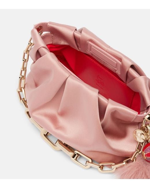 Christian Louboutin Pink Eva Small Crepe Satin Clutch