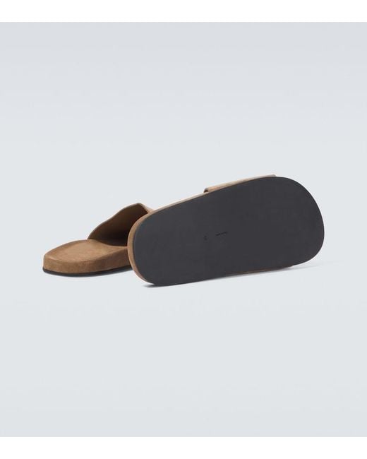 The Row White Hugh Suede Slides for men