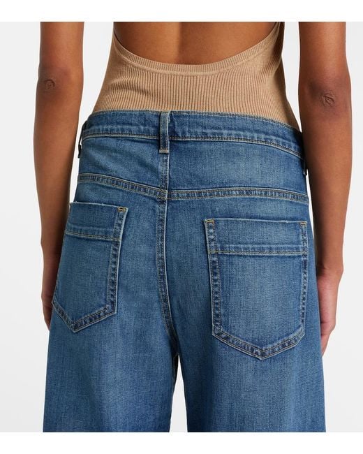 Nili Lotan Blue Tribeca Barrel-Leg Jeans