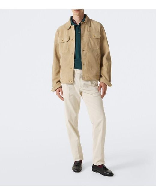 Rubinacci Green Cashmere Polo Sweater for men