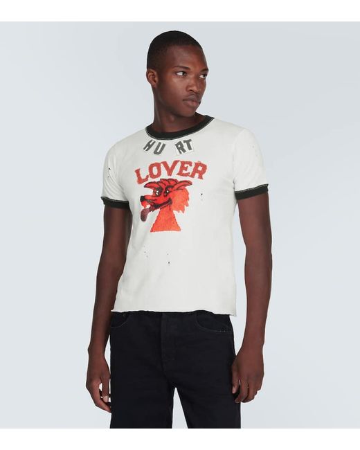 ERL T-Shirt Hurt Lover aus Baumwolle und Leinen in White für Herren