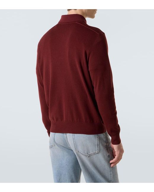 Burberry Red Wool Polo Sweater for men