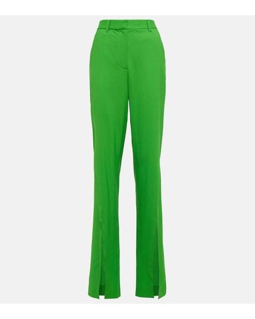 GIUSEPPE DI MORABITO Green High-Rise Wool-Blend Pants