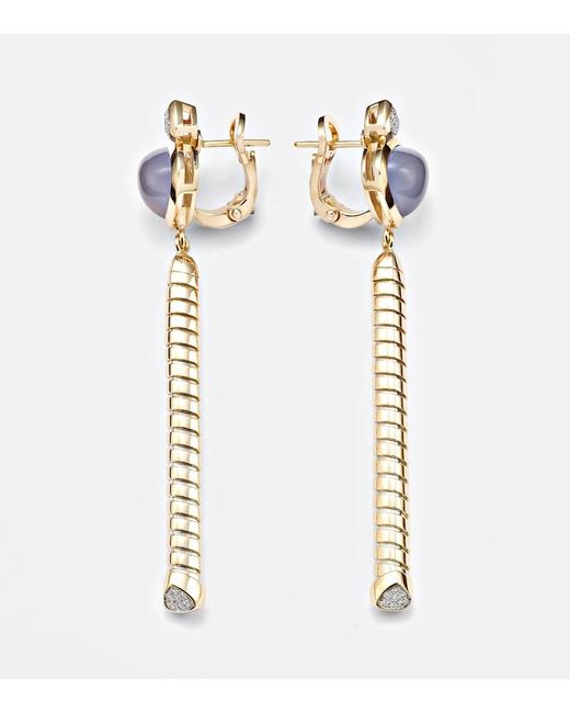 Marina B White Trisolina 18Kt Drop Earrings With Chalcedony And Diamonds
