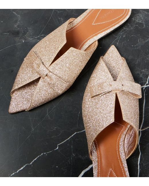 Zimmermann Pink Tux Glitter Leather Mules