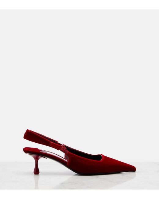 Jimmy Choo Red Amel Velvet Slingback Pumps
