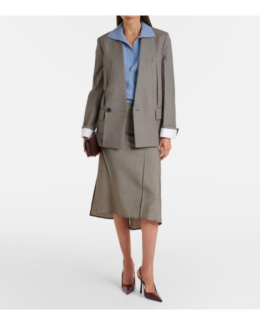 Victoria Beckham Blue Genevieve Wool And Cashmere Polo Sweater