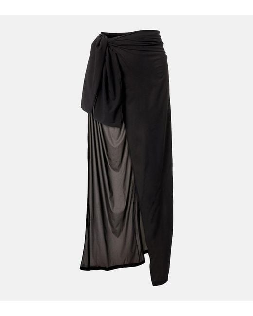 Balmain Black Self-Tie Asymmetrical Beach Pareo
