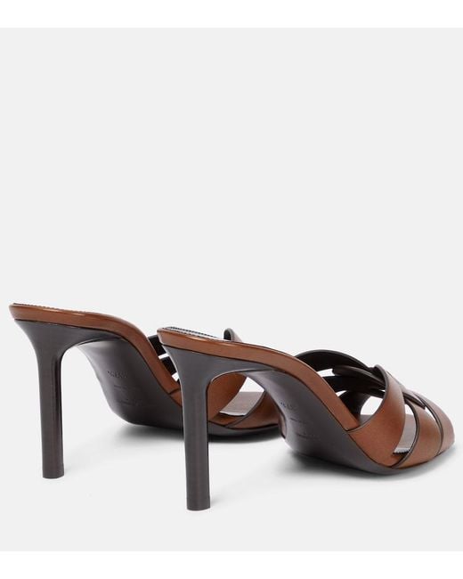 Saint Laurent Brown Tribute Leather Mules