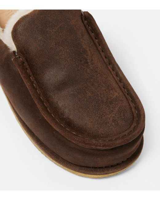 J.W. Anderson Brown Shearling-Lined Suede Mules