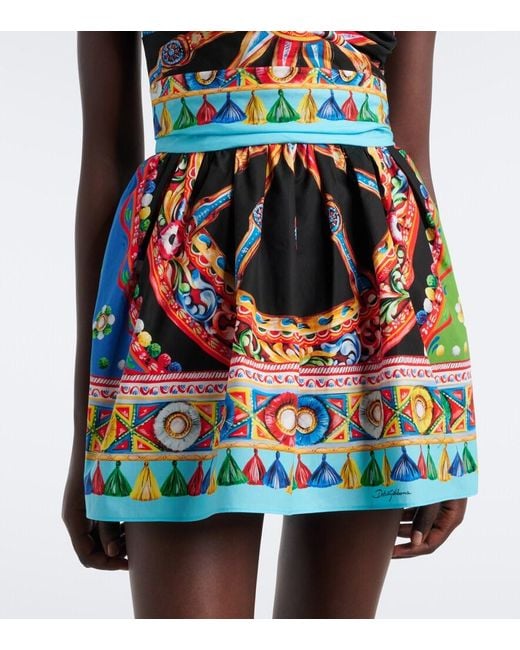 Dolce & Gabbana Multicolor Carretto Cotton Minidress