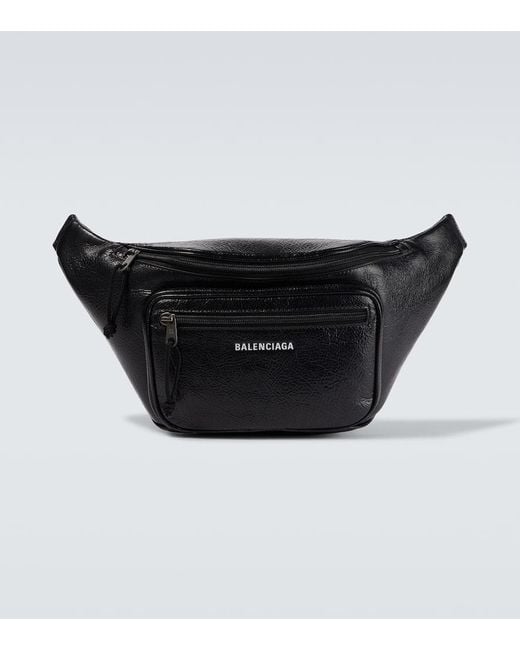 Rinonera Explorer De Piel Balenciaga de hombre de color Black