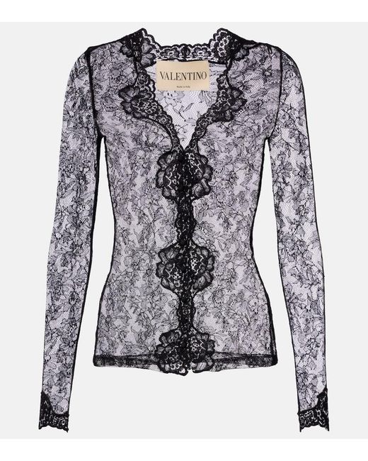 Valentino Blue Floral Sheer Lace Cardigan