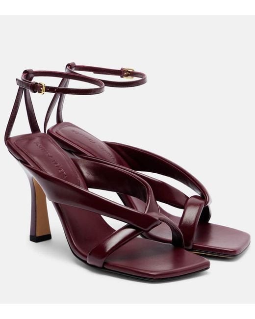Bottega Veneta Red Riva 90 Leather Sandals