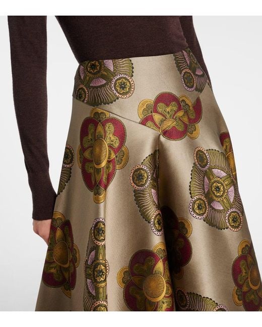LaDoubleJ Brown Milano Printed Jacquard Midi Skirt