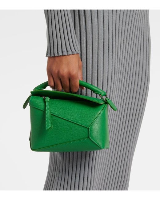 Loewe Green Puzzle Edge Mini Leather Shoulder Bag