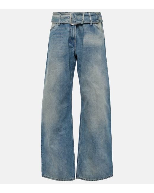 Acne Blue Belted Low-rise Wide-leg Jeans