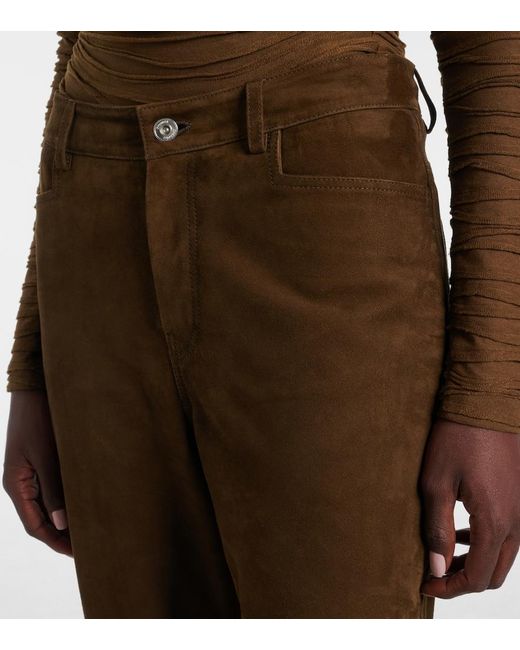 Proenza Schouler Brown Maxine Suede Straight Pants